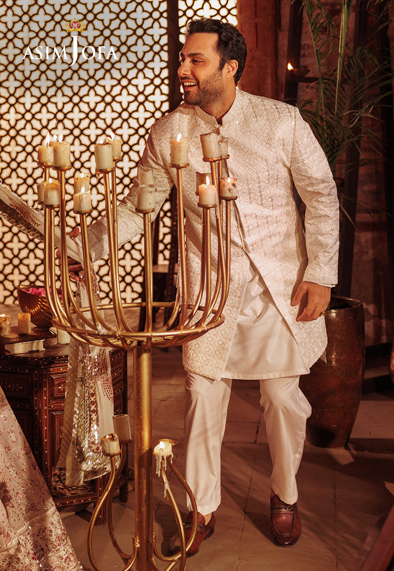 Bottle Green Embroidered Raw Silk Sherwani (3-Piece) - Image 19