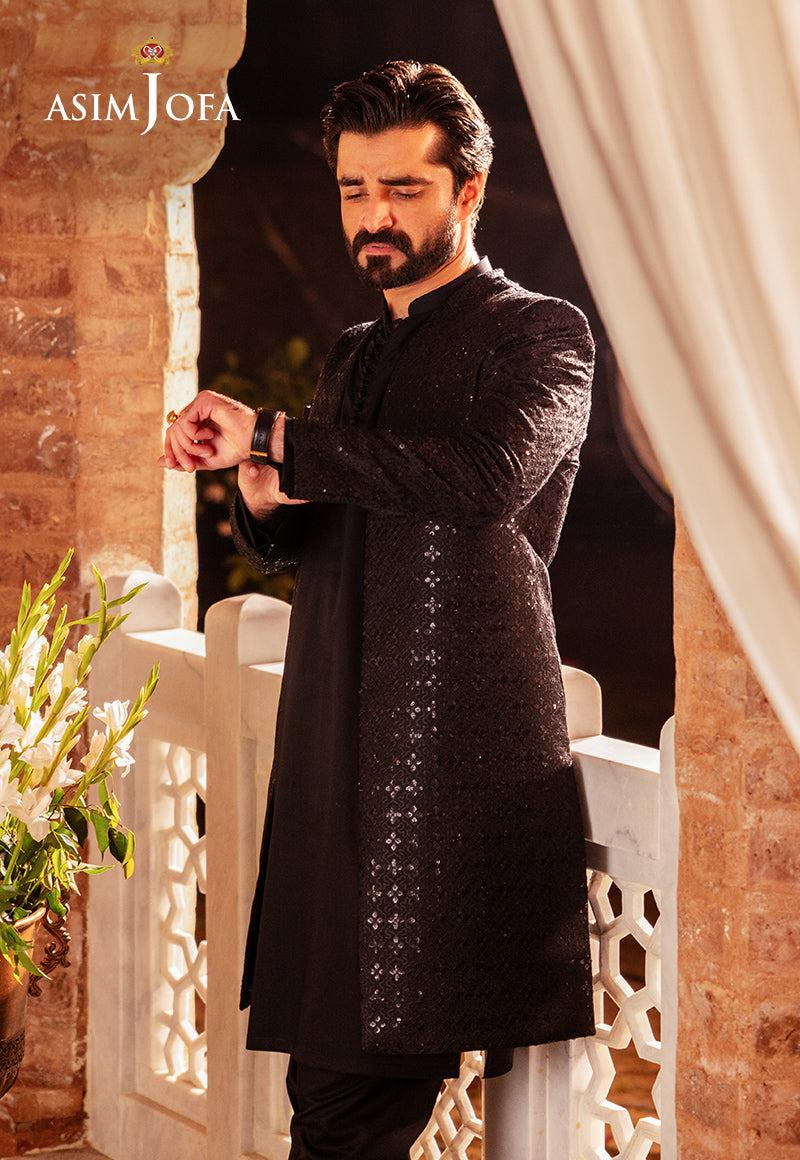 Bottle Green Embroidered Raw Silk Sherwani (3-Piece) - Image 7