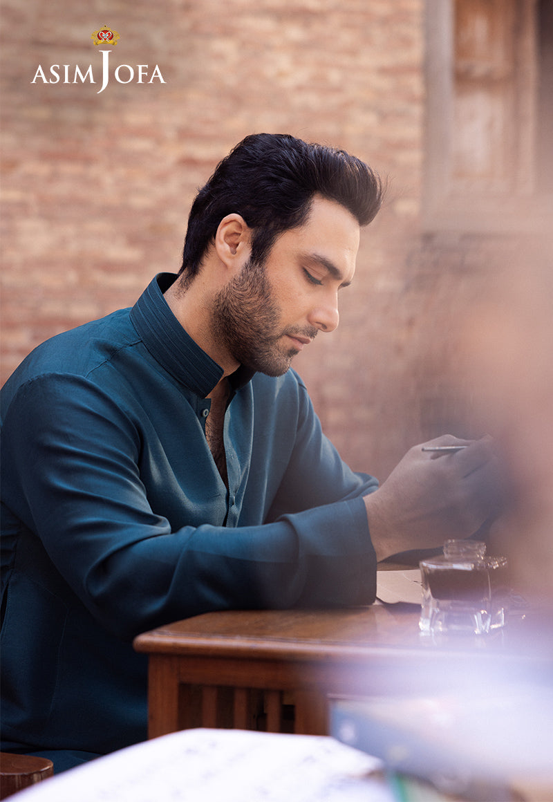 Bottle Green Embroidered Raw Silk Sherwani (3-Piece) - Image 9