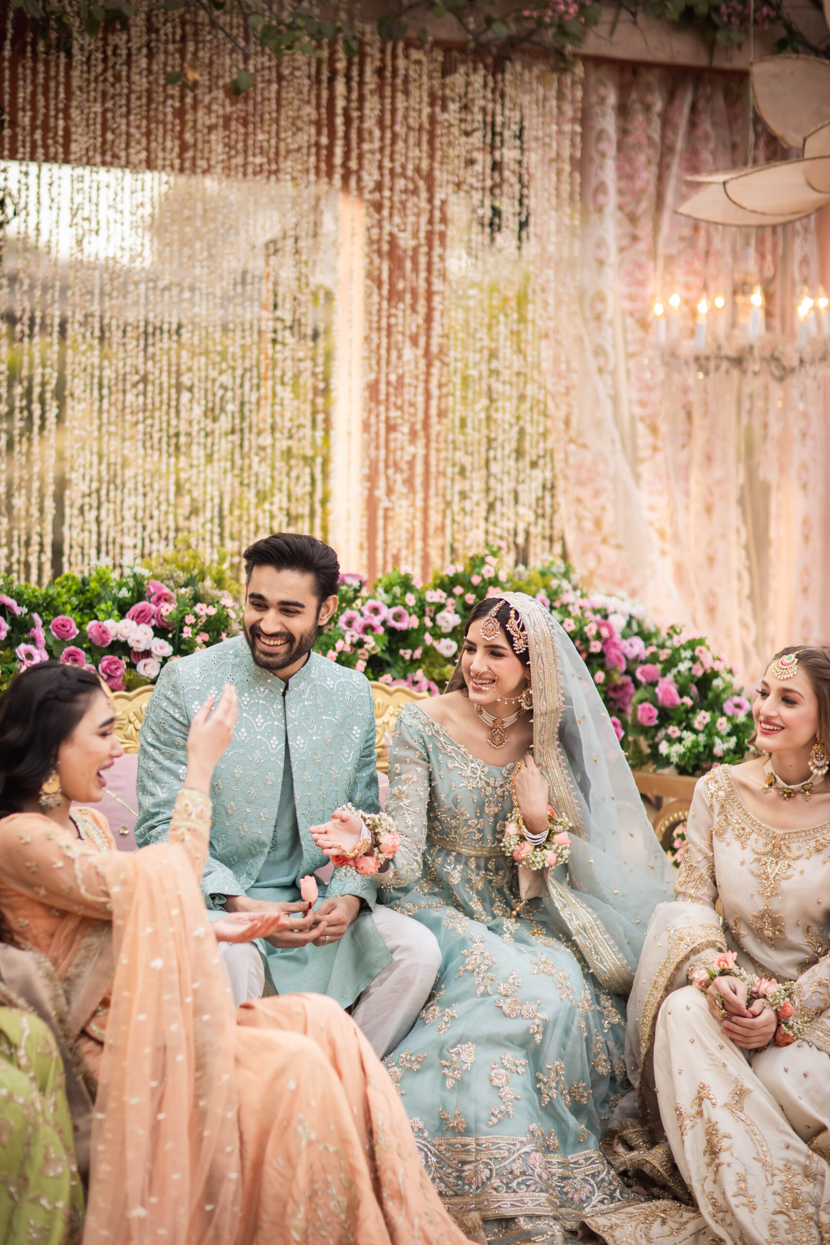 Sea Green Embroidered Silk-Blend Achkan Sherwani (3-Piece) - Image 2