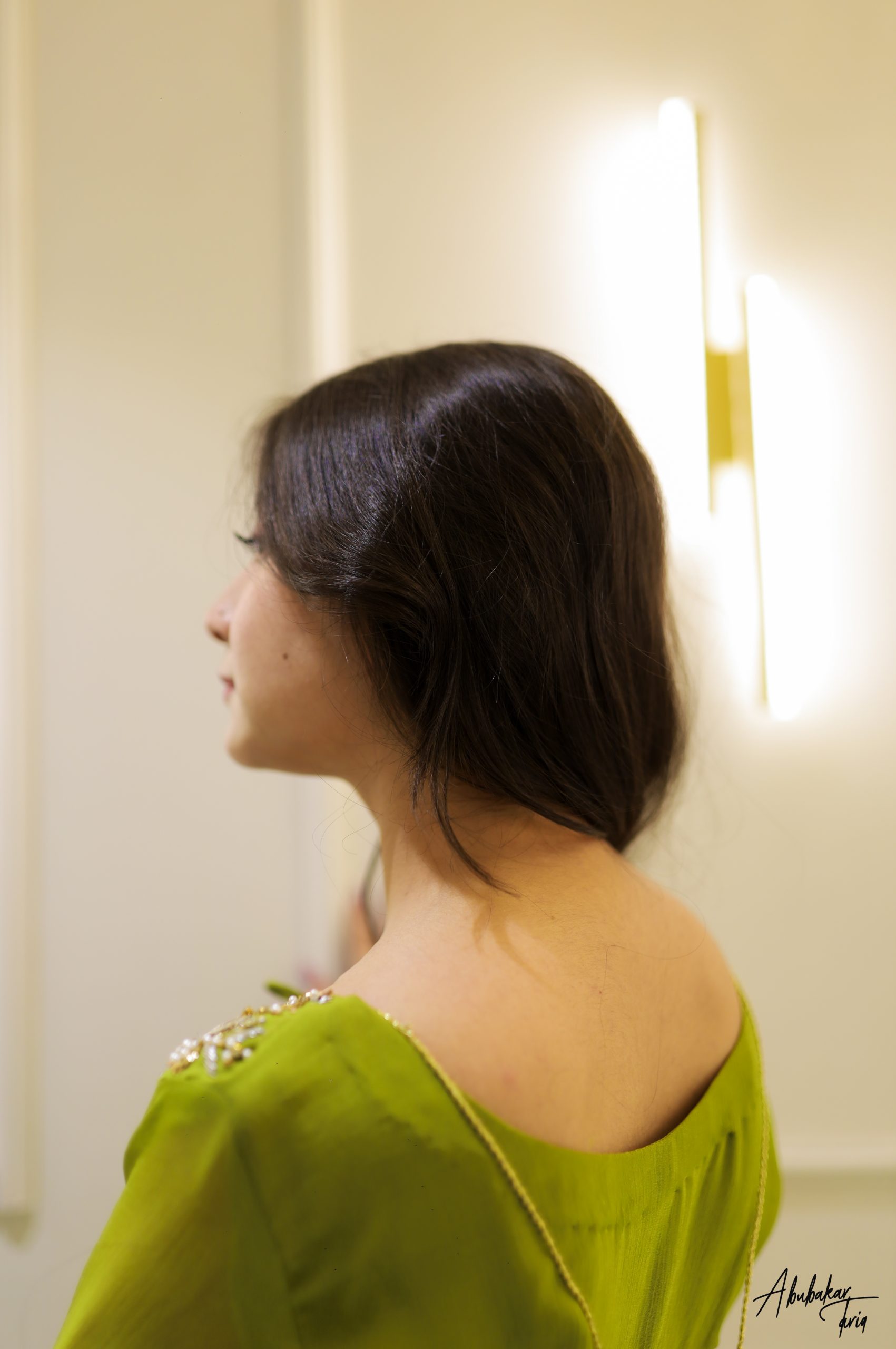 Indian Green Hand-Embellished Chiffon Anarkali Dress (2-Piece) - Image 9