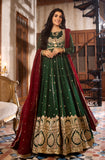 Deep Green Embroidered Chiffon Anarkali Dress (2-Piece) - Image 2