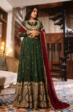 Deep Green Embroidered Chiffon Anarkali Dress (2-Piece) - Image 3
