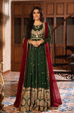 Deep Green Embroidered Chiffon Anarkali Dress (2-Piece) - Image 4