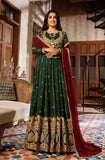 Deep Green Embroidered Chiffon Anarkali Dress (2-Piece) - Image 5