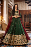 Deep Green Embroidered Chiffon Anarkali Dress (2-Piece) - Image 6