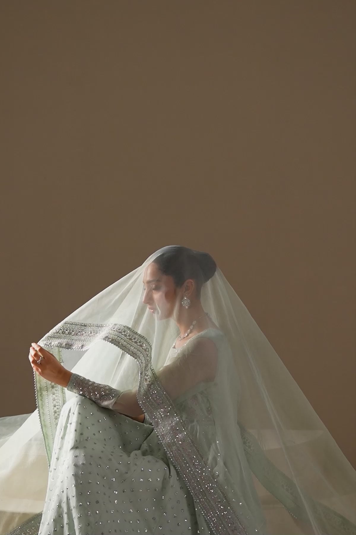 Mint Green Embroidered Chiffon Anarkali Dress (3-Piece) - Image 9