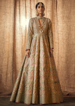 Sage Green Embroidered Silk-Blend Anarkali Gown (2-Piece) - Image 2