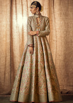 Sage Green Embroidered Silk-Blend Anarkali Gown (2-Piece) - Image 8