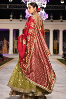 Green Gota Zardozi Jacquard Anarkali Dress (3-Piece) - Image 4