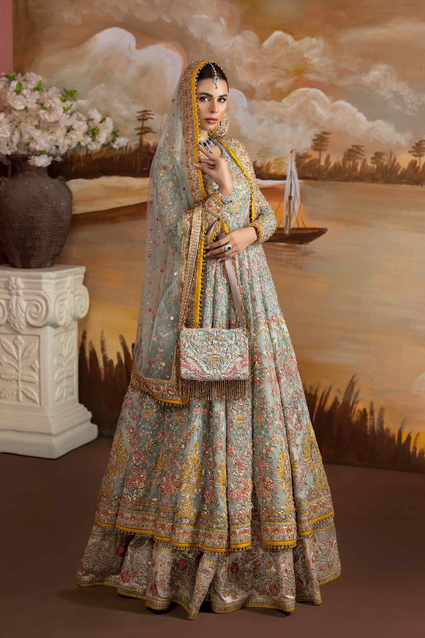 Ferozi Goshi Zardozi Net Anarkali Dress (3-Piece) - Image 2