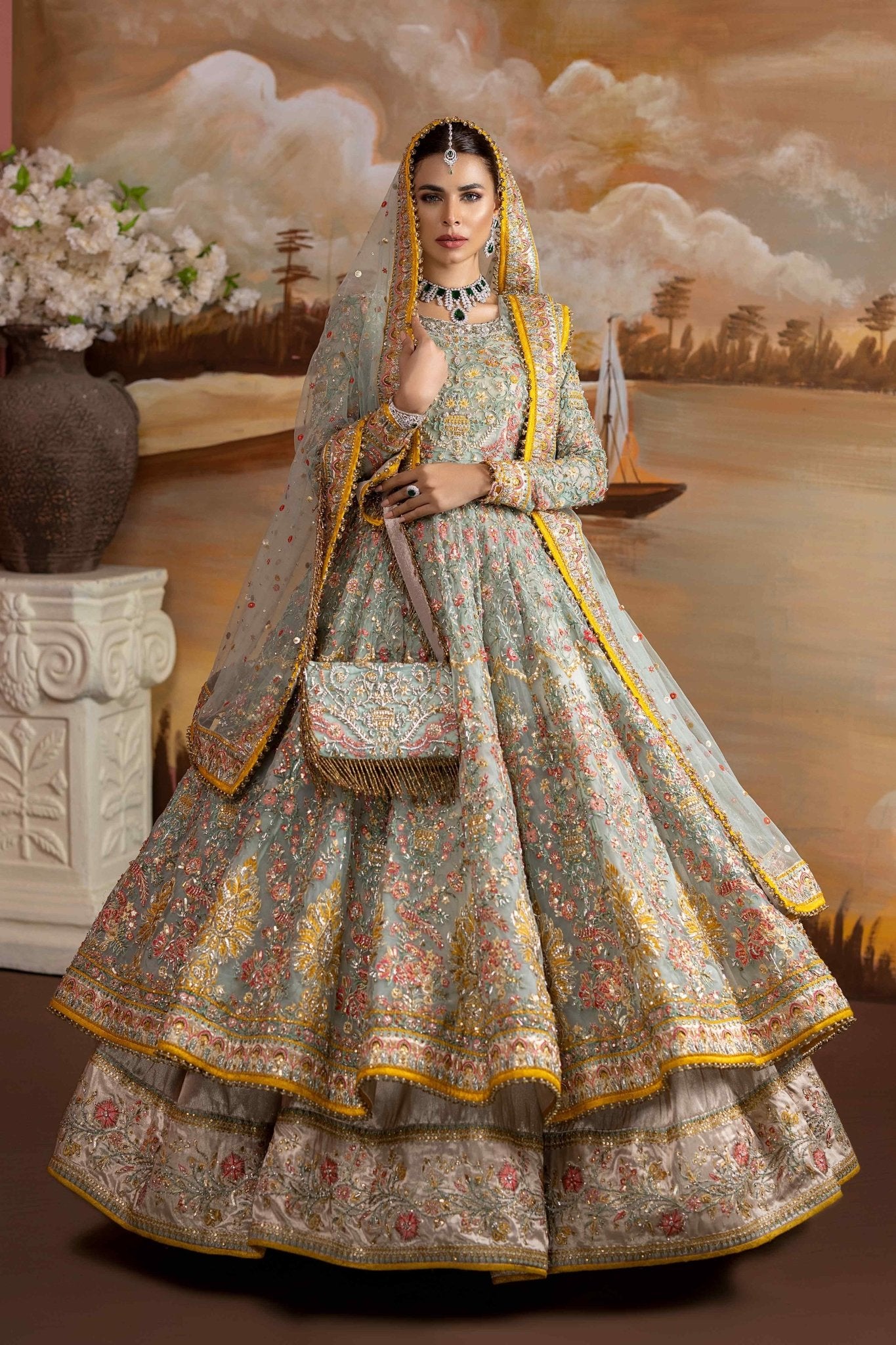 Ferozi Goshi Zardozi Net Anarkali Dress (3-Piece) - Image 3