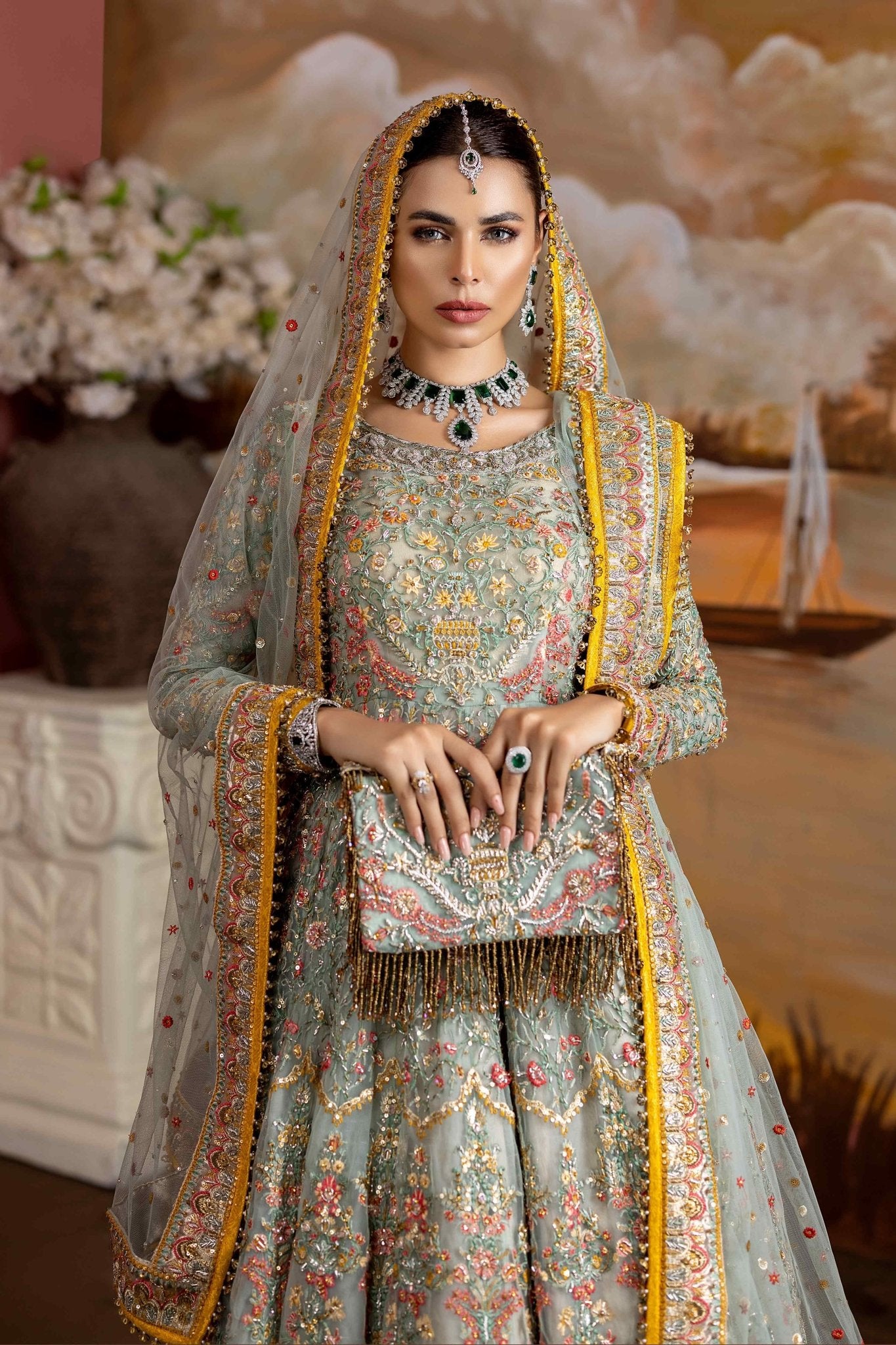 Ferozi Goshi Zardozi Net Anarkali Dress (3-Piece) - Image 4