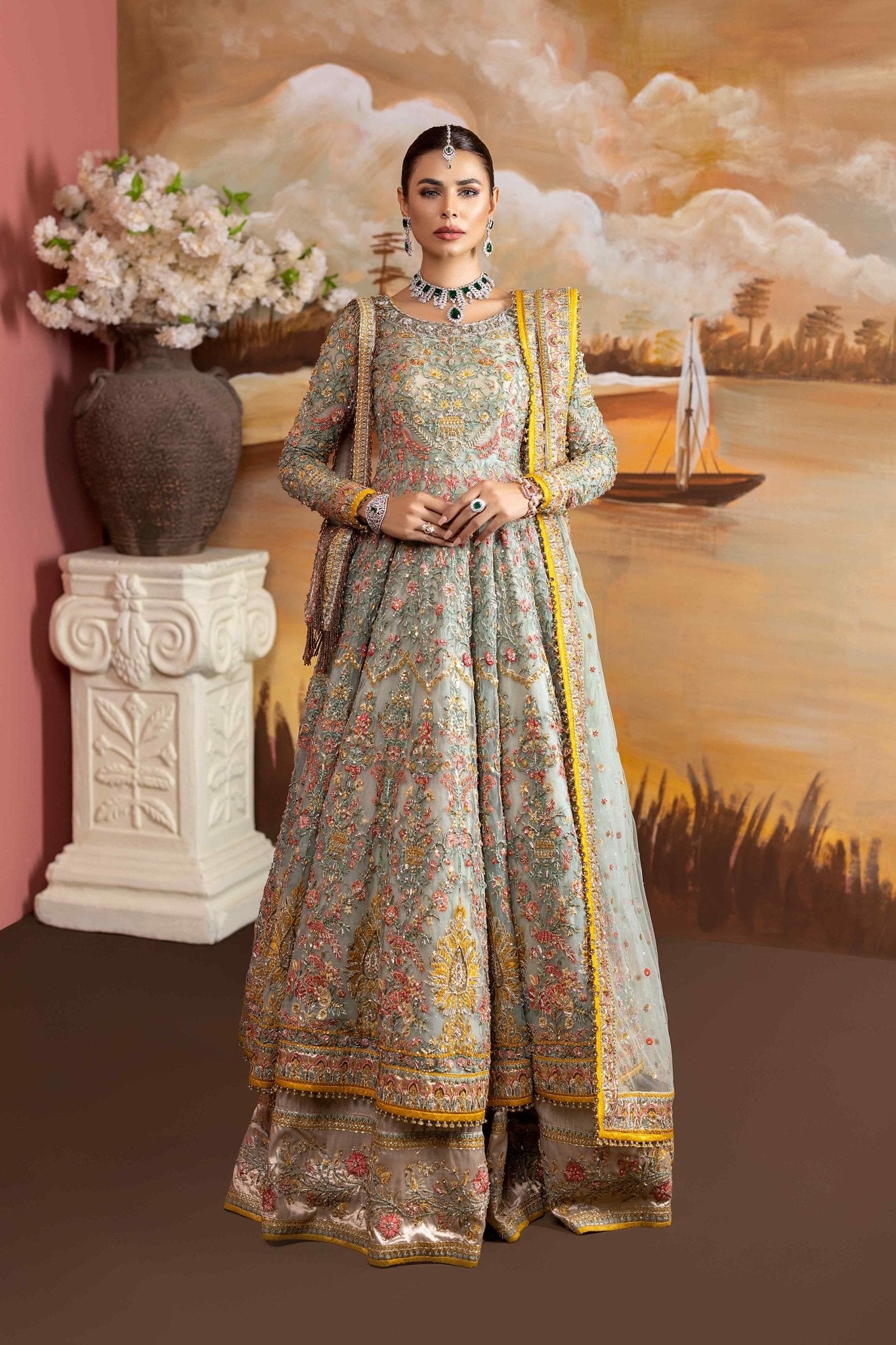 Ferozi Goshi Zardozi Net Anarkali Dress (3-Piece) - Image 5
