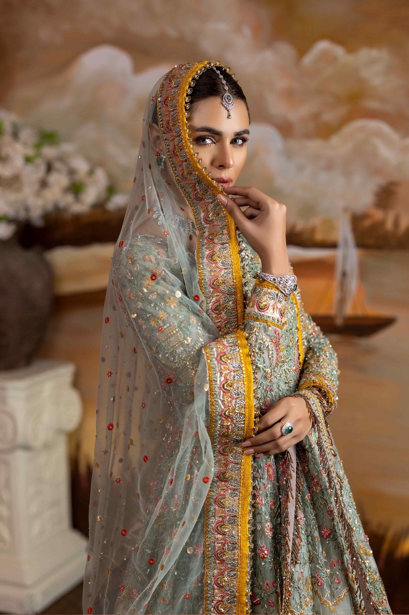 Ferozi Goshi Zardozi Net Anarkali Dress (3-Piece) - Image 6