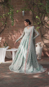 Seafoam Embroidered Net & Organza Anarkali (2-Piece) - Image 8