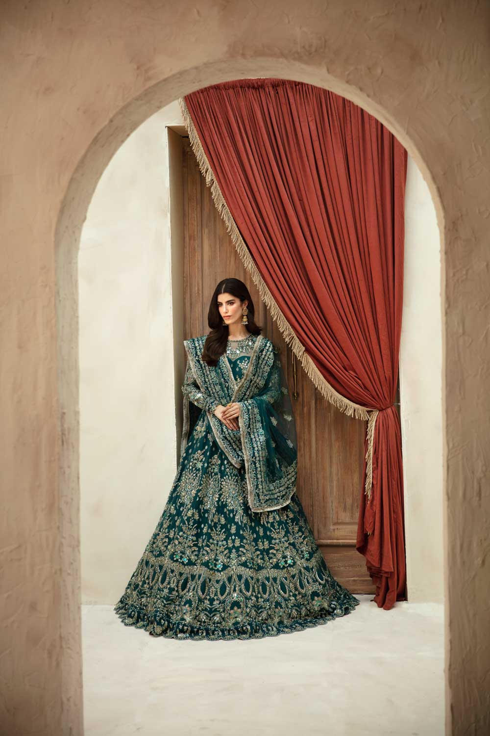 Pakistani Emerald Hand-Embellished Net Organza Anarkali (2-Piece) - Image 7