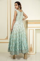 Sea Green Dabka Embroidered Organza Anarkali Dress (3-Piece) - Image 6