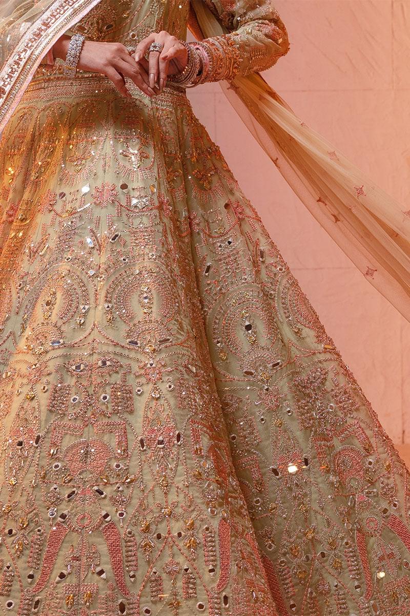 Apple Green Embroidered Pure Organza Anarkali (3-Piece) - Image 7