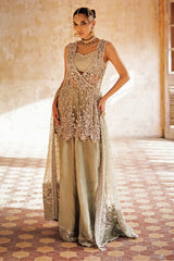 Mint Green Embroidered Net Mukesh Angrakha (3-Piece) - Image 5