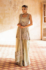 Mint Green Embroidered Net Mukesh Angrakha (3-Piece) - Image 6