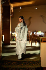 Pakistani Pistachio Green Embroidered Lace & Silk Cape Dress (3-Piece) - Image 4