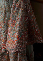 Mint Aqua Embellished Organza Cape Dress (3-Piece) - Image 7