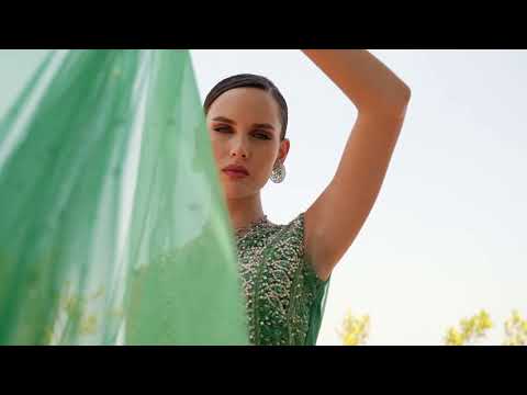 Indian Emerald Green Embellished Net & Silk Skirt Set (4-Piece) - Image 9