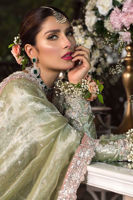 Lichen Green Swarovski Cotton Net Angarkha Gharara (3-Piece) - Image 6