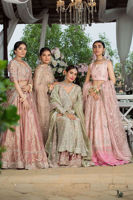 Lichen Green Swarovski Cotton Net Angarkha Gharara (3-Piece) - Image 7