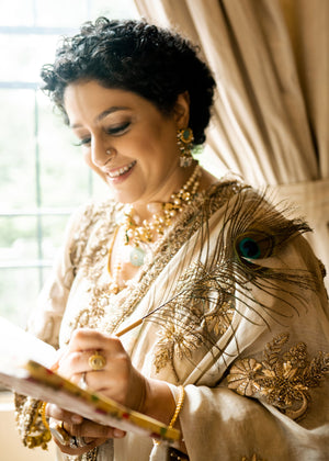 Indian Sage Green & Gold Embroidered Cotton Net Gharara (3-Piece) - Image 6