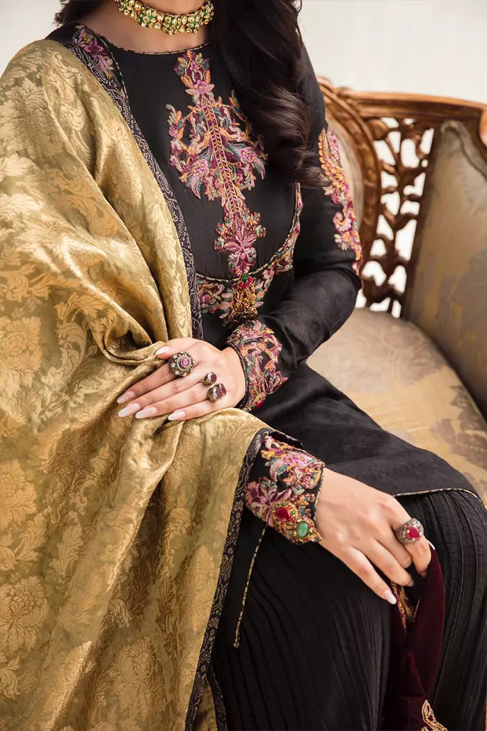 Pakistani Jade Maroon Embroidered Khimkhaab Gharara (3-Piece) - Image 5