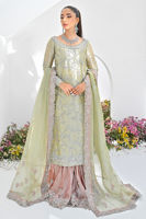 Pakistani Mint Embellished Lama Gharara Set (3-Piece) - Image 6