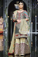 Pakistani Deep Green Kaamdani Lamé Gharara (3-Piece) - Image 1