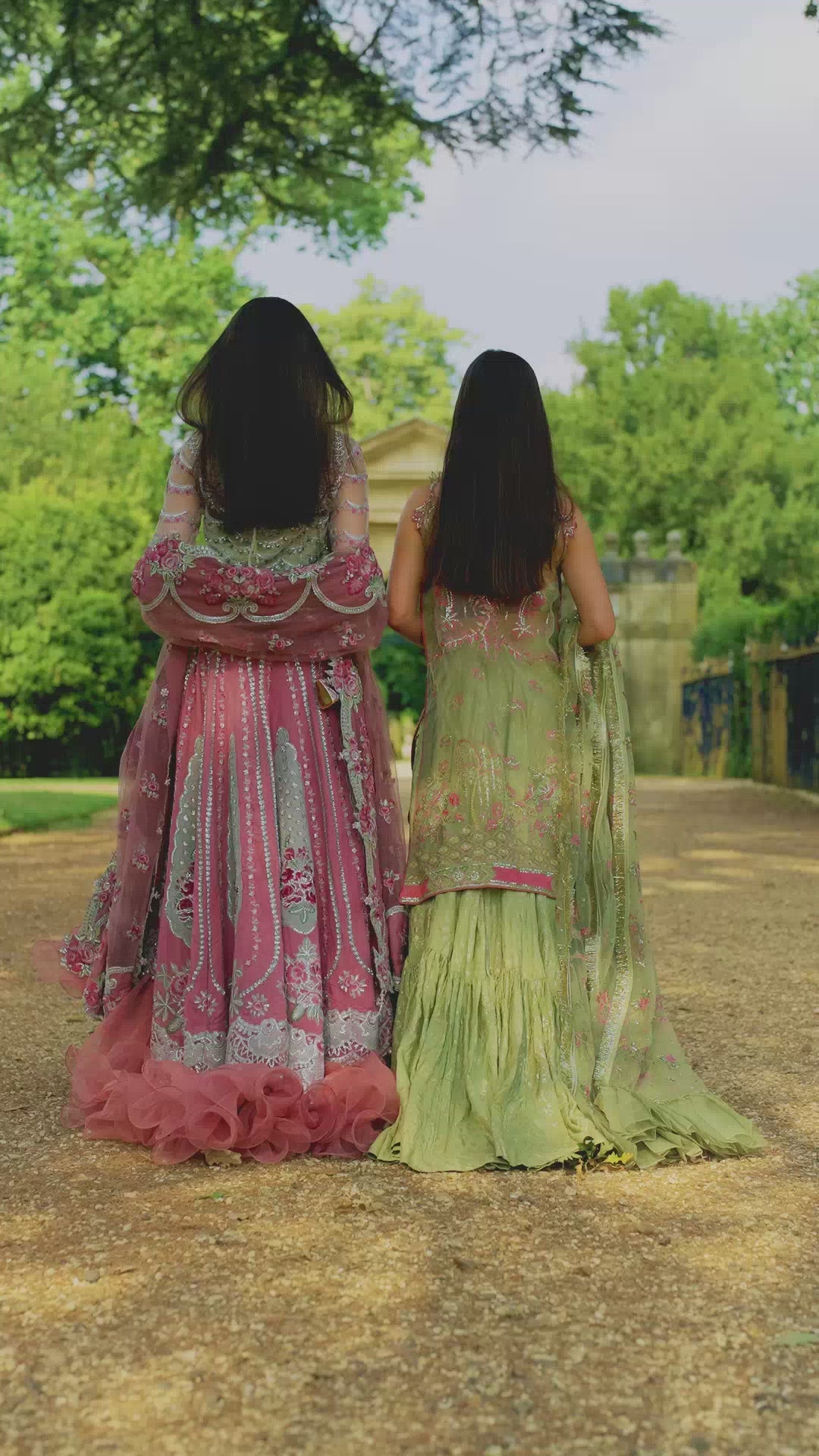 Pakistani Mint Green Embroidered Organza Gharara (3-Piece) - Image 5