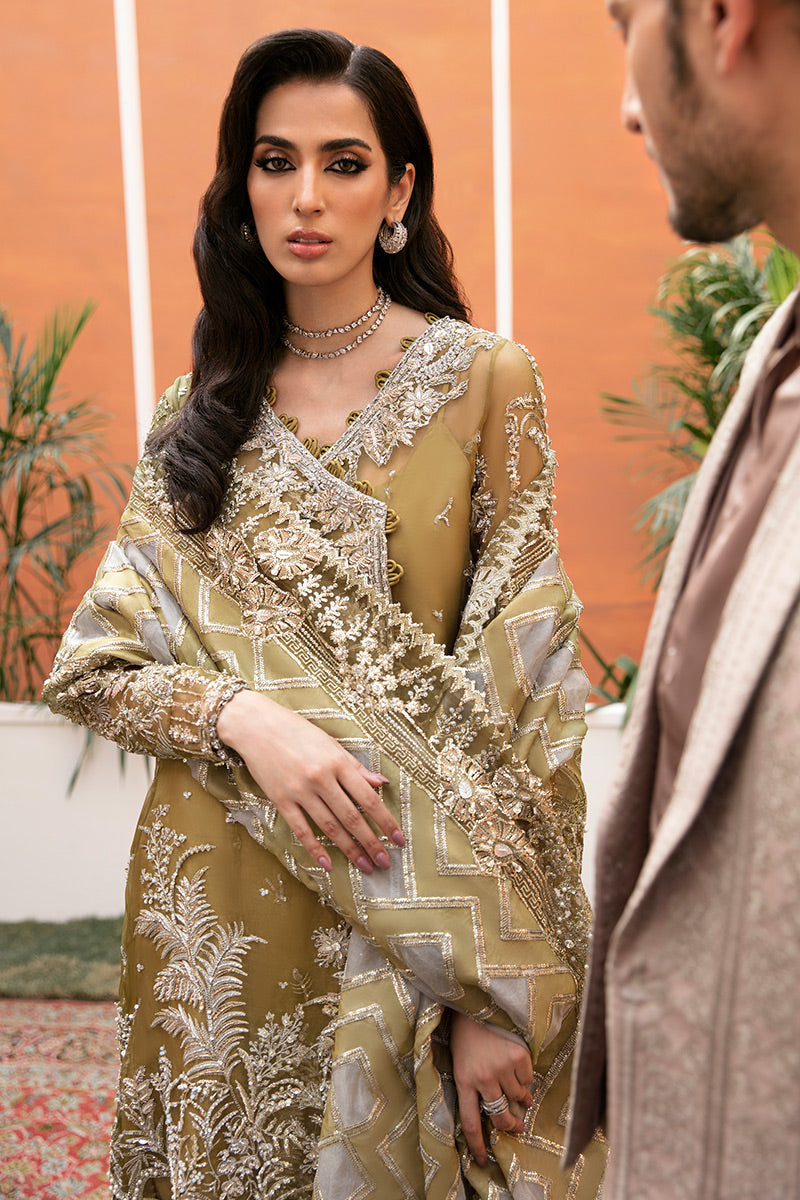 Olive Green Embellished Organza Gharara (3-Piece) - Image 5