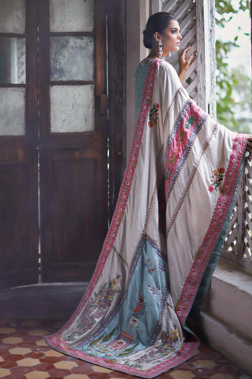 Sage Zardozi Organza Silk Gharara Set (3-Piece) - Image 2