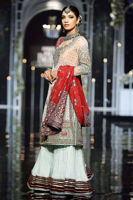 Mint Green Embroidered Silk-Blend Gharara (3-Piece) - Image 3