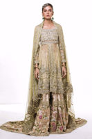 Pakistani Mint Green Embroidered Net Bridal Gharara (3-Piece) - Image 2