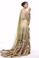 Pakistani Mint Green Embroidered Net Bridal Gharara (3-Piece) - Image 4