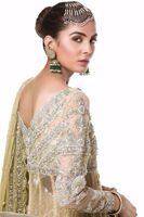 Pakistani Mint Green Embroidered Net Bridal Gharara (3-Piece) - Image 5