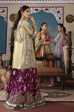 Lime and Plum Gota Marori Silk Jacquard Gharara (3-Piece) - Image 10