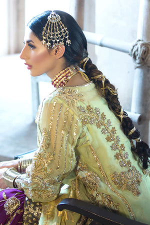 Lime and Plum Gota Marori Silk Jacquard Gharara (3-Piece) - Image 11