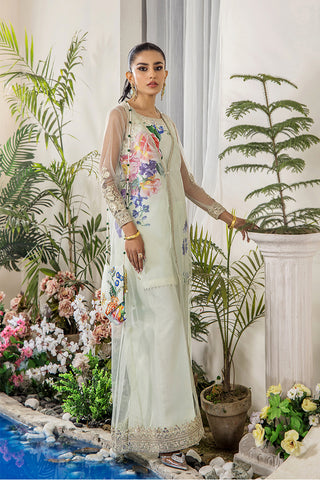 Mint Green Embroidered Net Gown (3-Piece) - Image 8