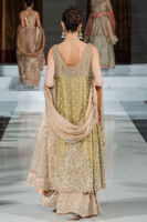 Pakistani Lime Green Embellished Net Bridal Gown (2-Piece) - Image 3