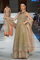 Pakistani Lime Green Embellished Net Bridal Gown (2-Piece) - Image 4