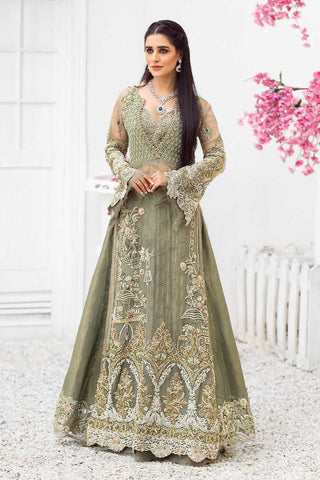 Sage Green Embroidered Net Formal Gown (1-Pc) - Image 3