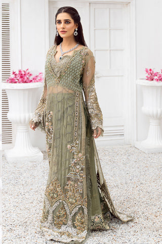 Sage Green Embroidered Net Formal Gown (1-Pc) - Image 4