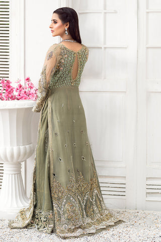 Sage Green Embroidered Net Formal Gown (1-Pc) - Image 5