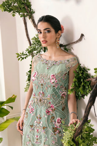 Pakistani Mint Adda Work Organza Gown (3-Piece) - Image 4